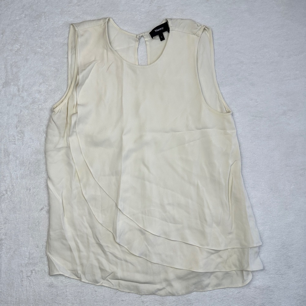 Theory Cream Layered Sleeveless Blouse
